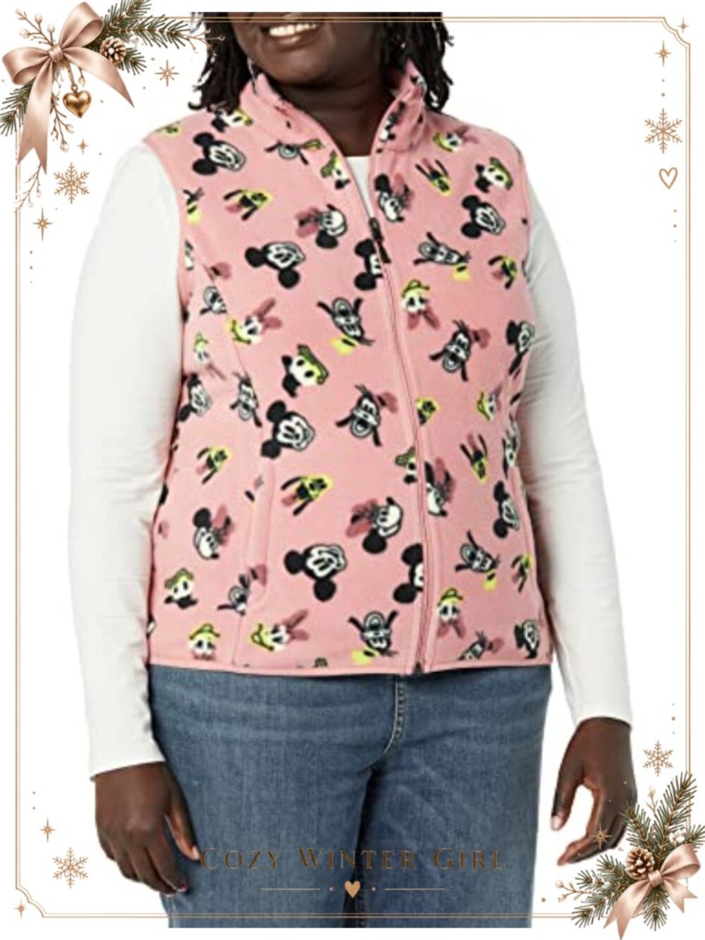 Polar Fleece Vest Zip Pockets Stand Collar Activewear